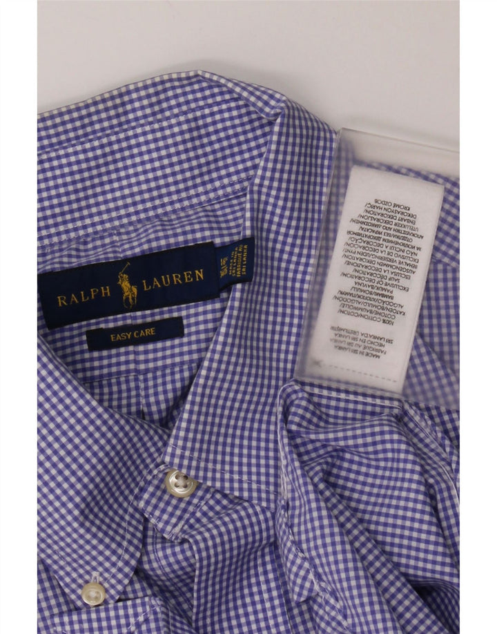 Ralph Lauren Mens Shirt Size 16 1/2 Large Blue Gingham Cotton