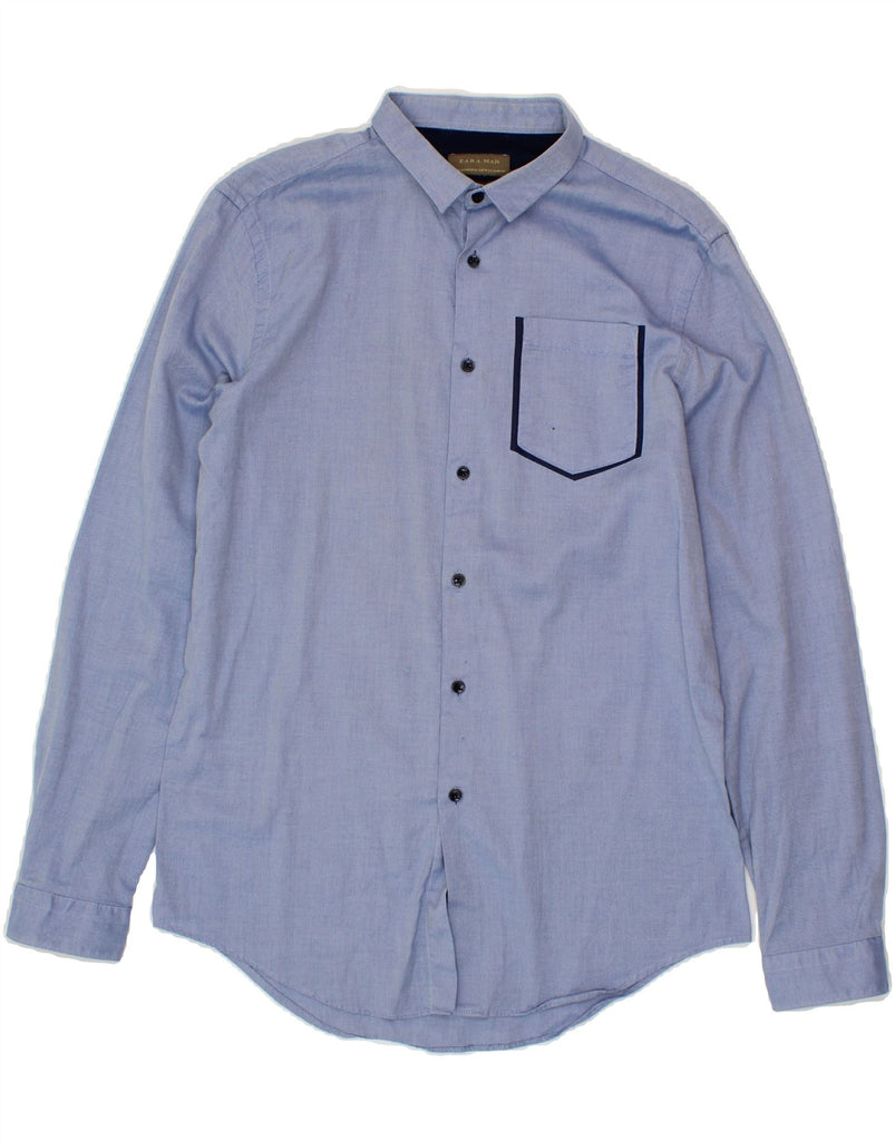 ZARA Mens Slim Fit Shirt Medium Blue Vintage Zara and Second-Hand Zara from Messina Hembry 