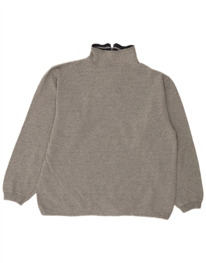 CHAMPION Mens Zip Neck Sweatshirt Jumper Large Grey Cotton