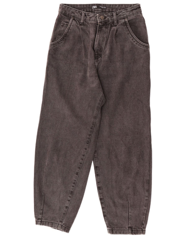 Zara Womens High Waist Loose Jeans EU 36 XS W26 L26 Grey Cotton