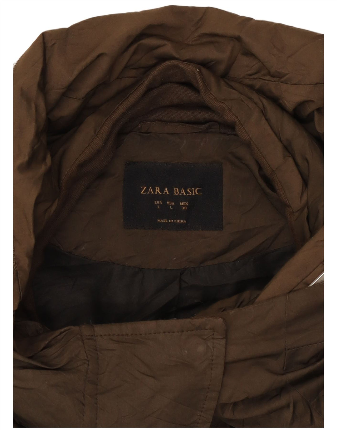 Zara Womens Hooded Parka Jacket UK 16 Large Brown