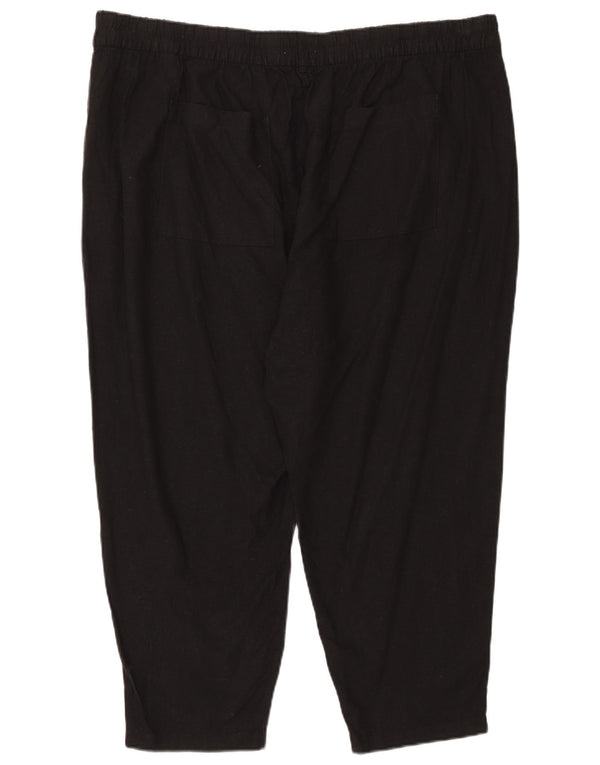 Marks & Spencer Womens Capri Trousers UK 24 4XL W42 L25 Black Linen