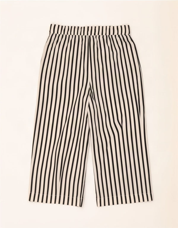 Zara Womens Trafaluc High Waist Capri Trousers Large W30 L22 Black Striped