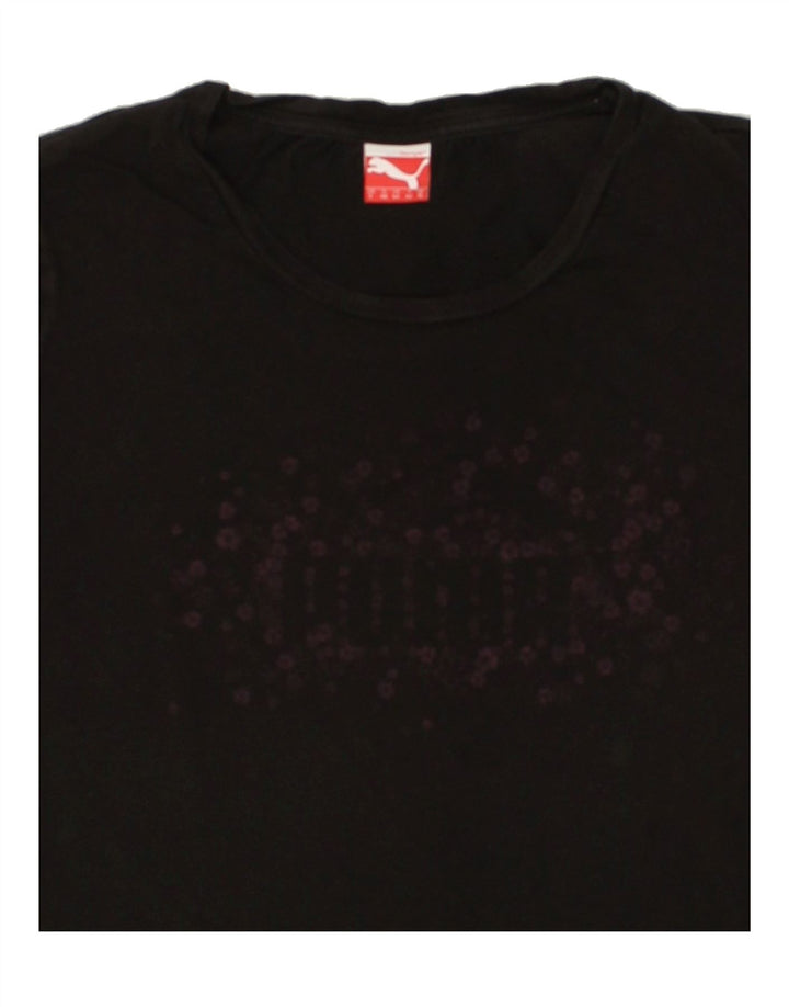 PUMA Womens Graphic T-Shirt Top UK 14 Medium Black Floral Vintage Puma and Second-Hand Puma from Messina Hembry 