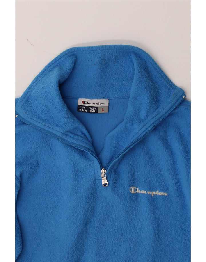 CHAMPION Boys Zip Neck Fleece Jumper 11-12 Years Large Blue Polyester Vintage Champion and Second-Hand Champion from Messina Hembry 