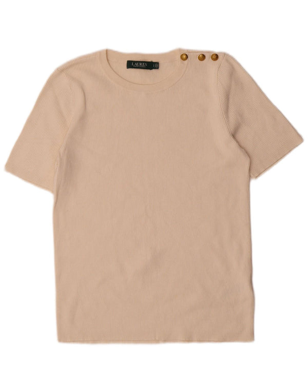 Ralph Lauren Womens T-Shirt Top UK 14 Large Off White Cotton