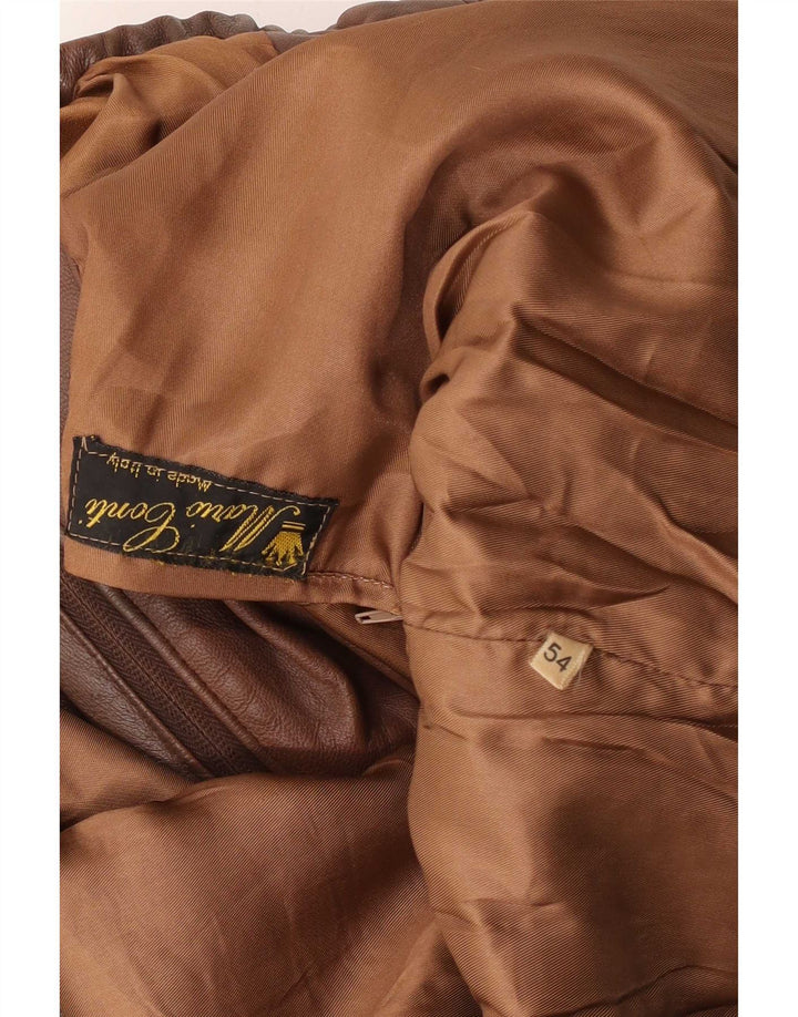 Vintage Mens Bomber Jacket IT 54 2XL Brown