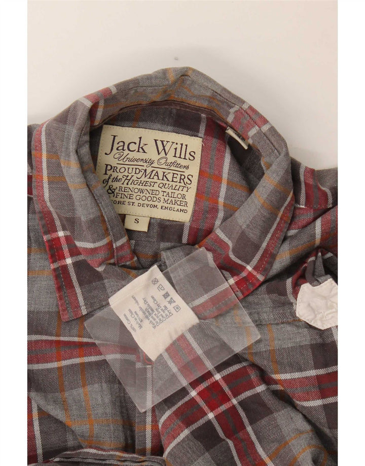 Jack Wills Mens Flannel Shirt Small Grey Plaid Cotton