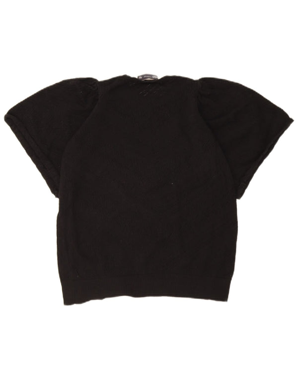 Marks & Spencer Womens Crew Neck Jumper Sweater UK 10 Small Black Geometric