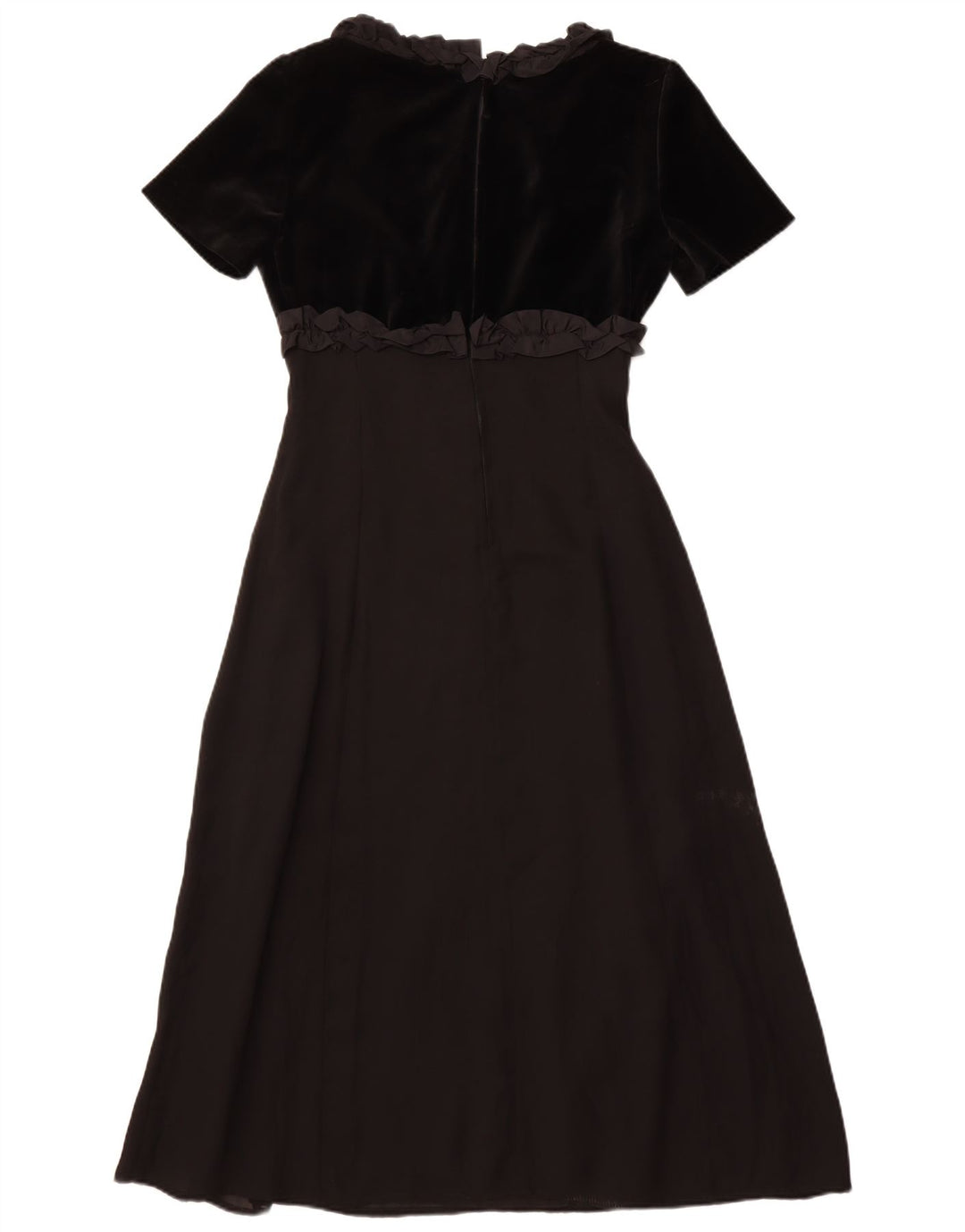 Vintage Womens Ruffle Front Maxi Dress IT 42 Medium Black