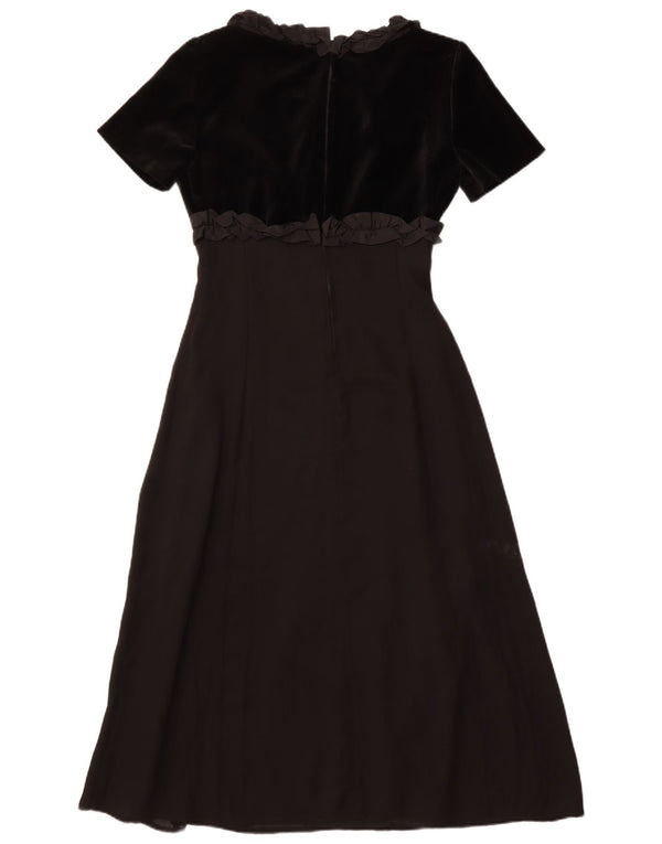 Vintage Womens Ruffle Front Maxi Dress IT 42 Medium Black