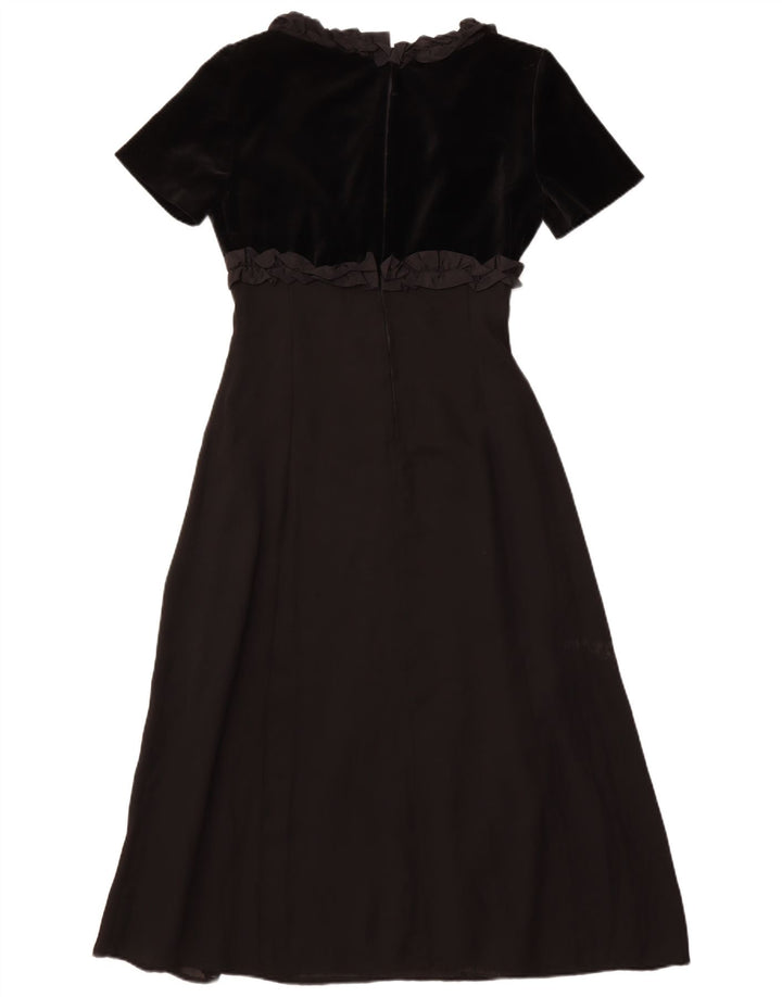 Vintage Womens Ruffle Front Maxi Dress IT 42 Medium Black