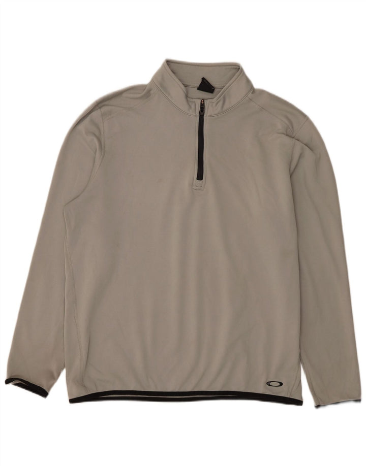 Oakley Mens Regular Fit Zip Neck Pullover Tracksuit Top XL Grey Polyester