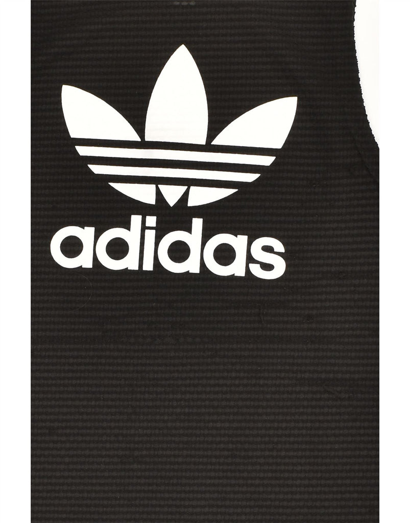 ADIDAS Womens See Through Graphic Vest Top UK 6 XS Black Polyester | Vintage Adidas | Thrift | Second-Hand Adidas | Used Clothing | Messina Hembry 