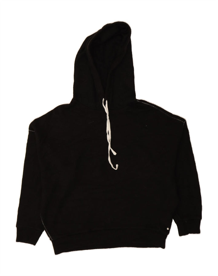 ALL SAINTS Mens Oversized Hoodie Jumper XS Black Acrylic Vintage All Saints and Second-Hand All Saints from Messina Hembry 