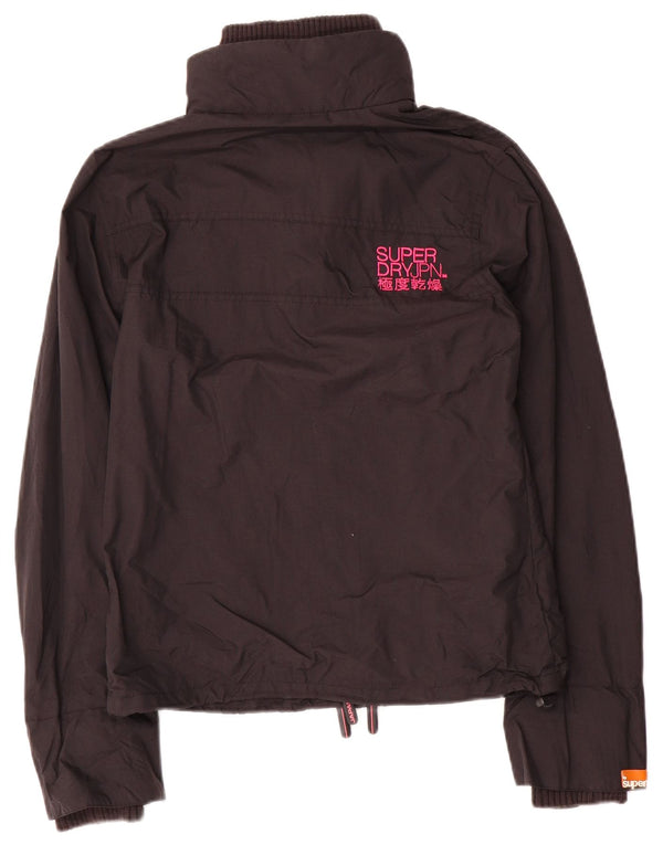 Superdry Womens Windcheater Windbreaker Jacket UK 12 Medium Black