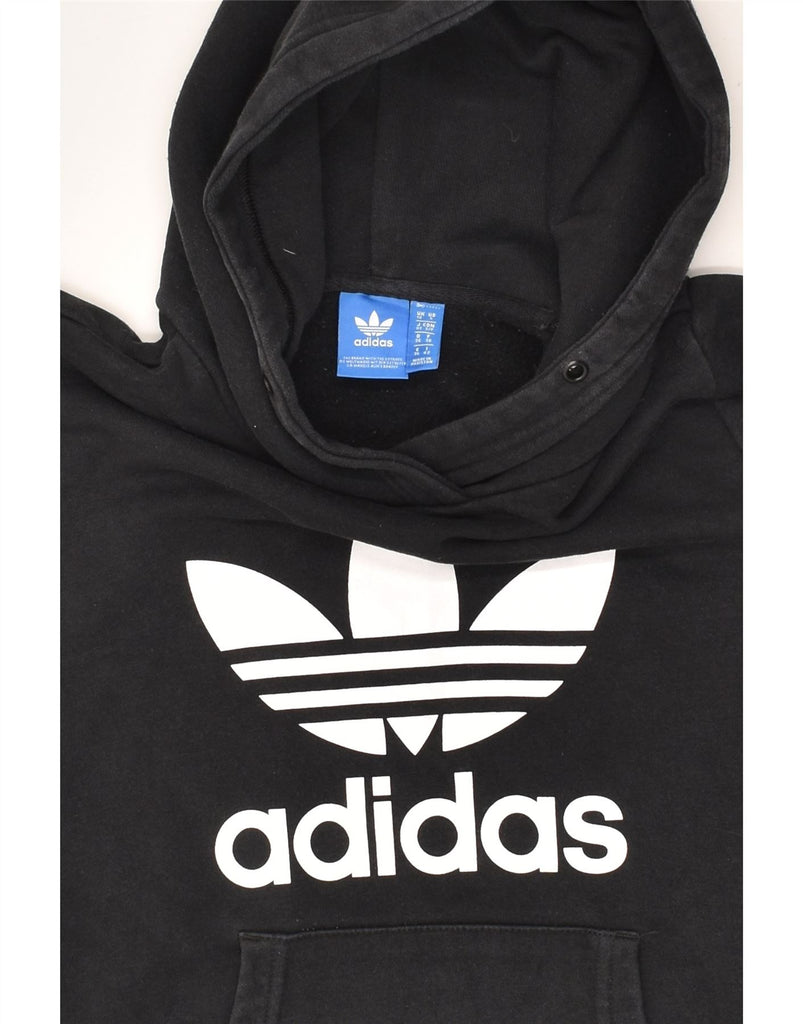 ADIDAS Womens Graphic Hoodie Jumper UK 10 Small Black Cotton | Vintage Adidas | Thrift | Second-Hand Adidas | Used Clothing | Messina Hembry 