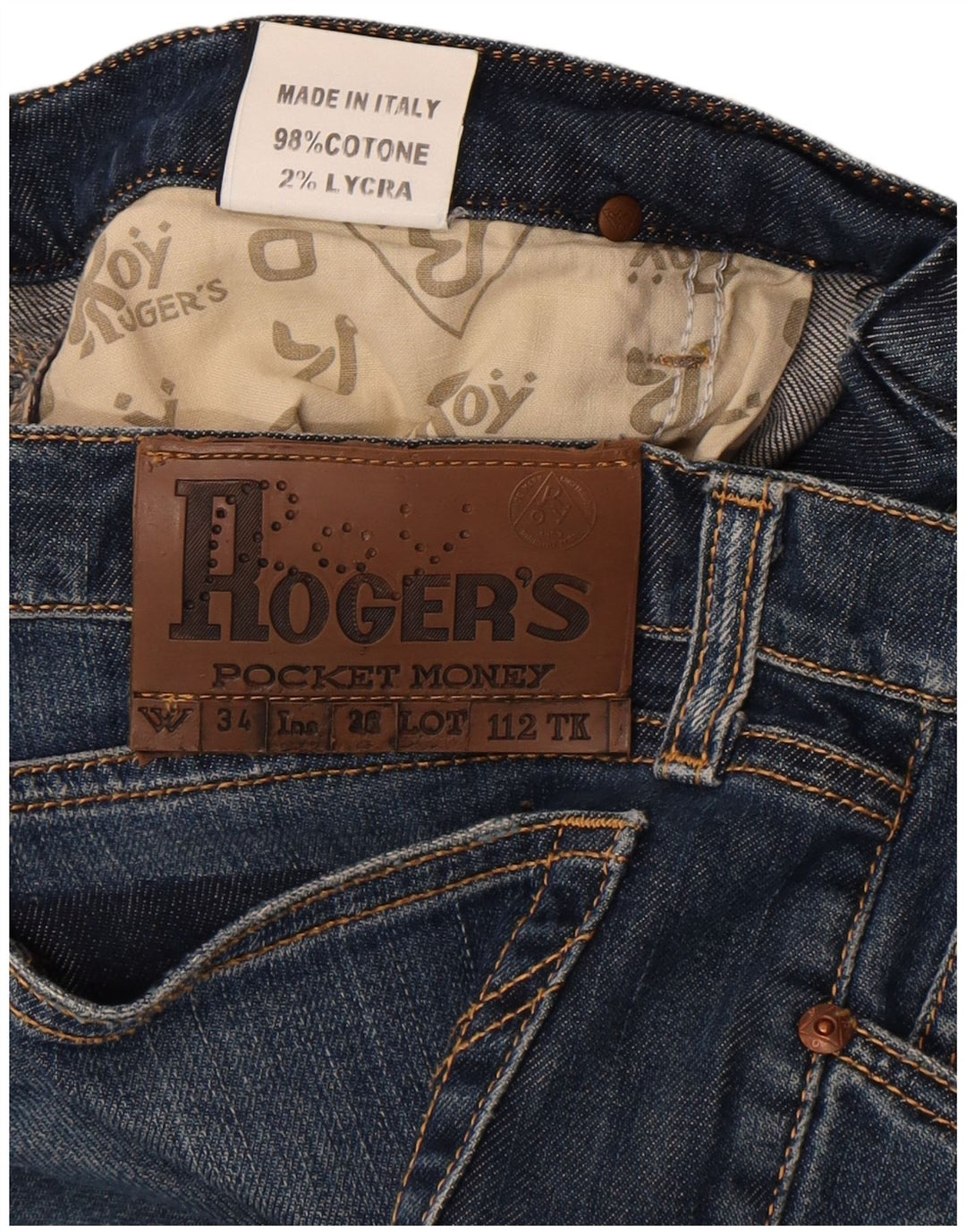 Roy Rogers Womens Slim Jeans W34 L32 Blue Cotton