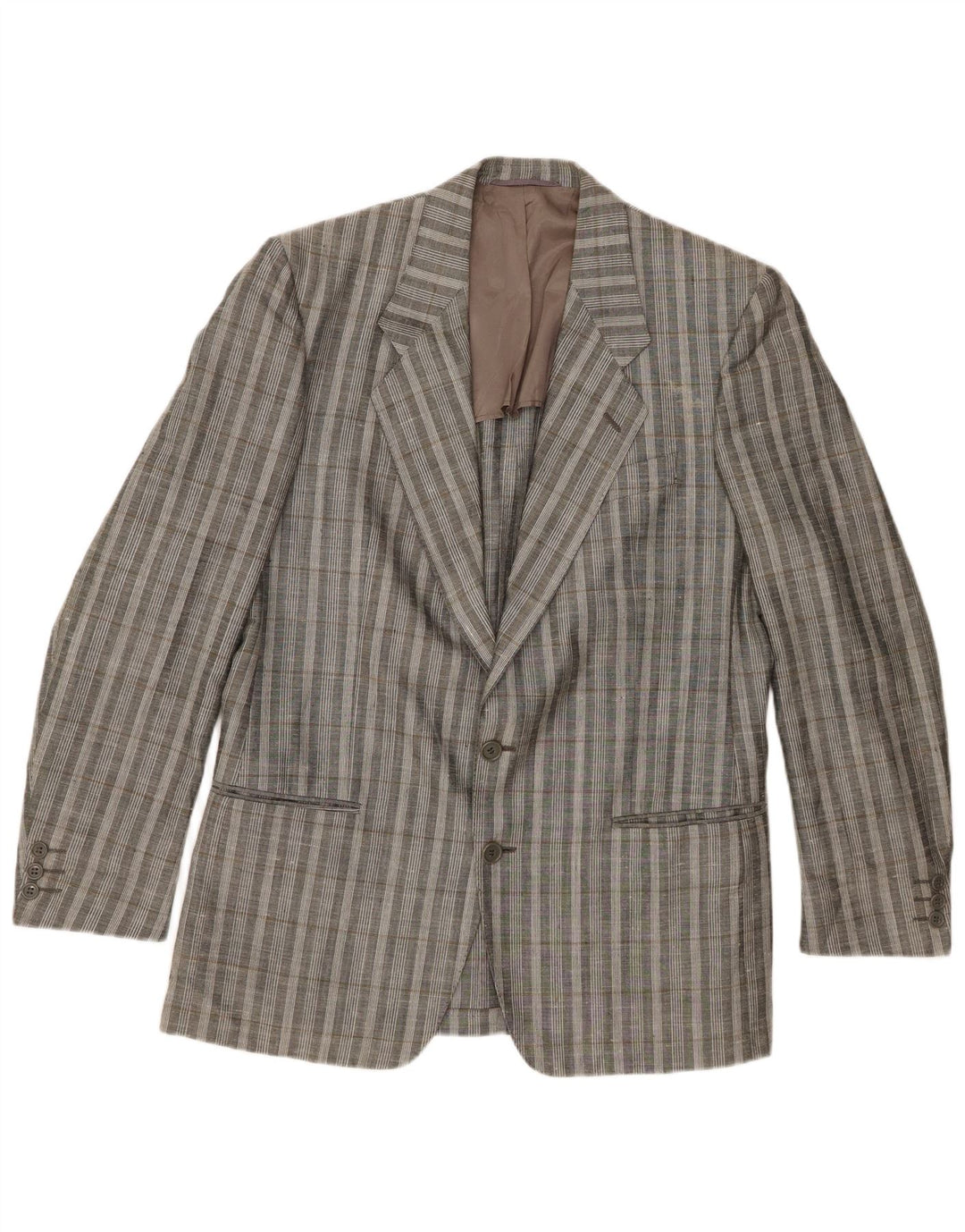 Facis Mens 2 Button Denim Shirt UK 38 Medium Grey Check