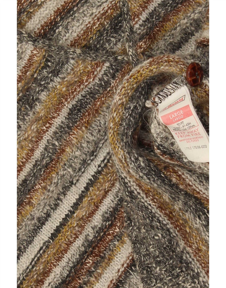 St. Bernard Mens Sleeveless Cardigan Sweater Large Multicoloured Striped