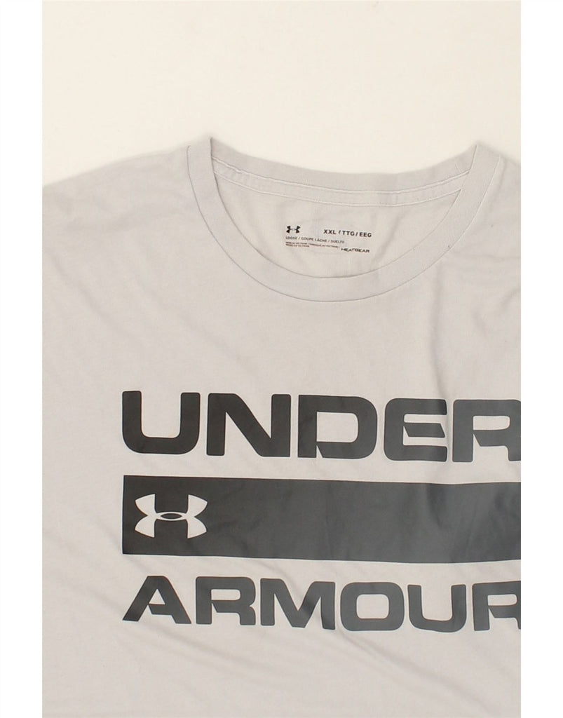 UNDER ARMOUR Mens Heat Gear Graphic T-Shirt Top 2XL Grey | Vintage Under Armour | Thrift | Second-Hand Under Armour | Used Clothing | Messina Hembry 