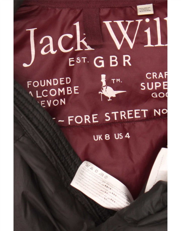 Jack Wills Womens Hooded Padded Coat UK 8 Small Grey Polyester