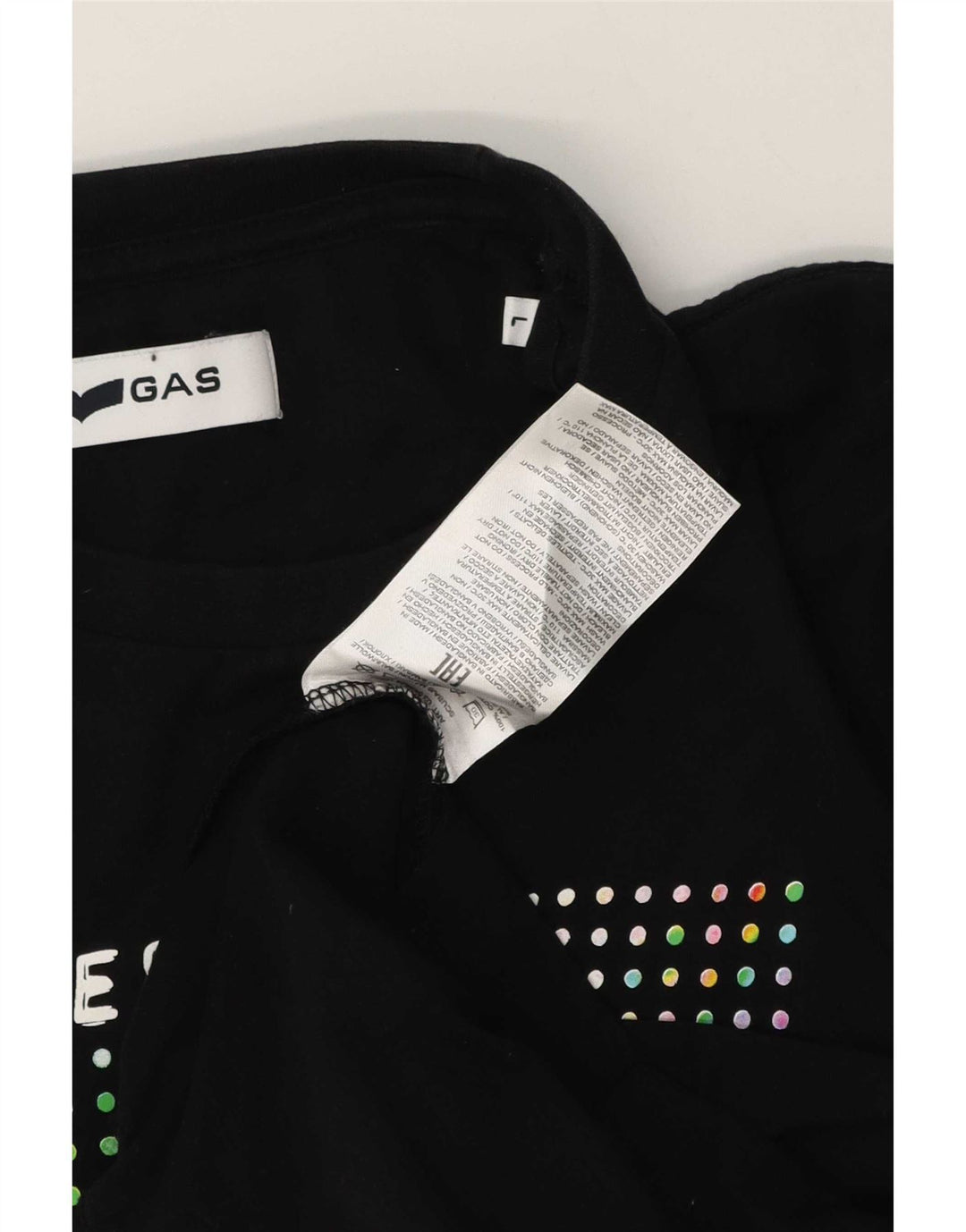 Gas Mens Graphic T-Shirt Top Large Black Cotton