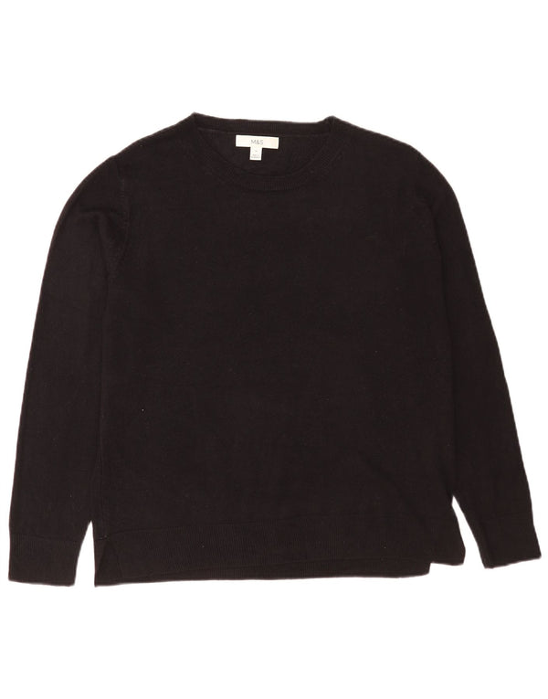 Marks & Spencer Womens Crew Neck Jumper Sweater UK 16 Large Black Acrylic
