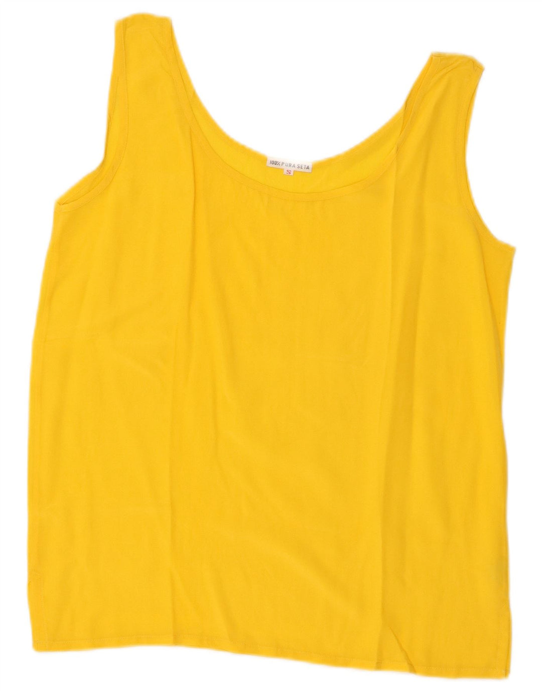 Vintage Womens Sleeveless Blouse Top UK 10 Small Yellow Silk