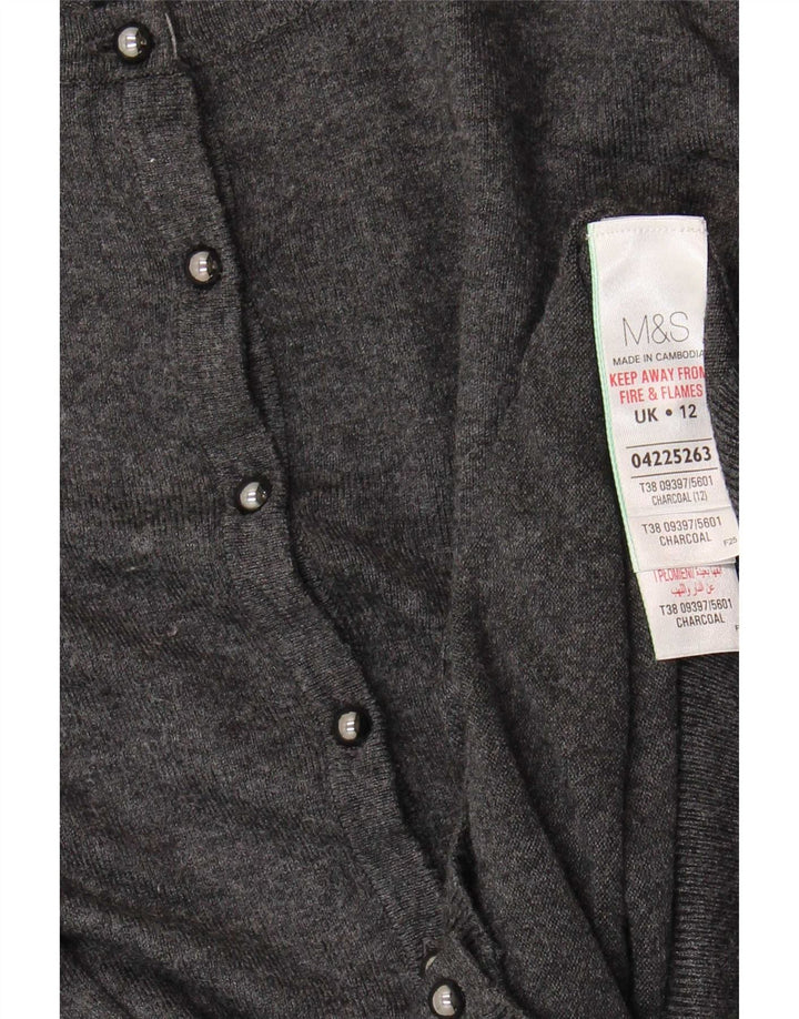 Marks & Spencer Womens Cardigan Sweater UK 12 Medium Grey Viscose