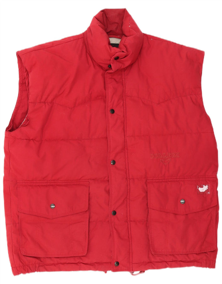Vintage Mens Padded Gilet UK 40 Large Red Polyester