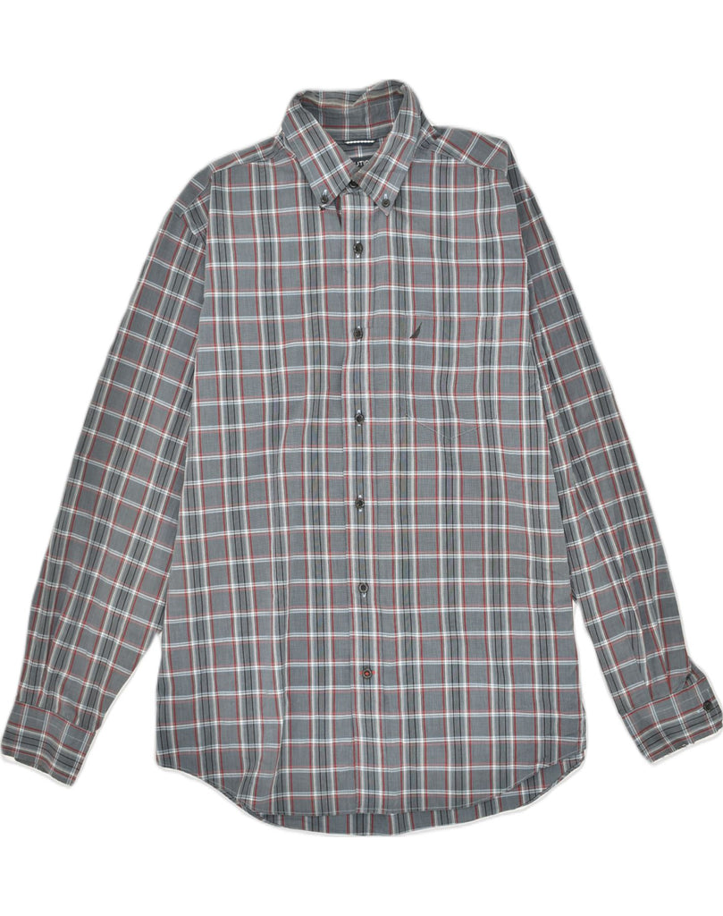 NAUTICA Mens Classic Fit Shirt Medium Grey Check Cotton | Vintage Nautica | Thrift | Second-Hand Nautica | Used Clothing | Messina Hembry 