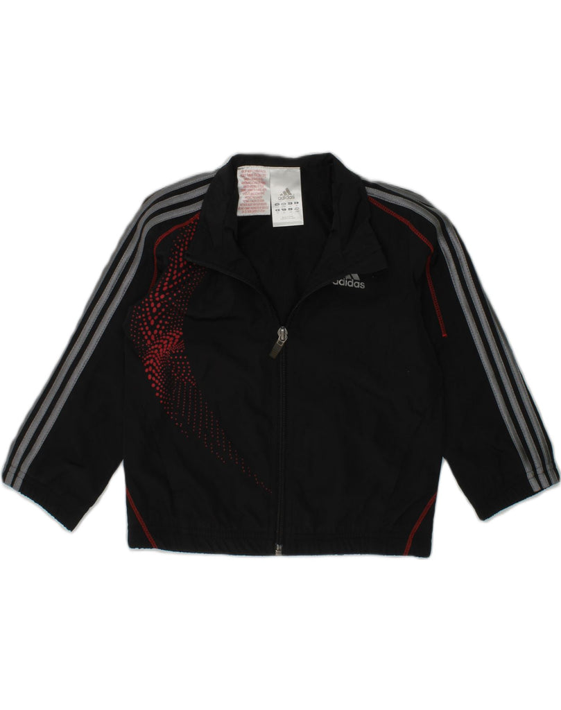 ADIDAS Baby Boys Graphic Tracksuit Top Jacket 18-24 Months Black Polyester | Vintage Adidas | Thrift | Second-Hand Adidas | Used Clothing | Messina Hembry 