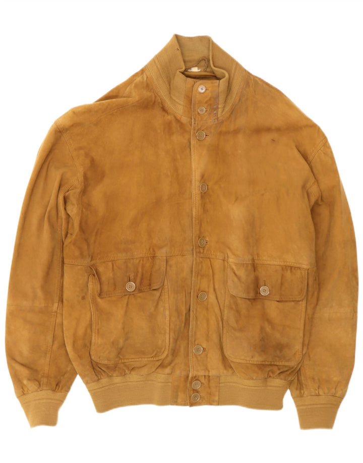 Conbipel Mens Suede Bomber Jacket UK 42 XL Brown Leather