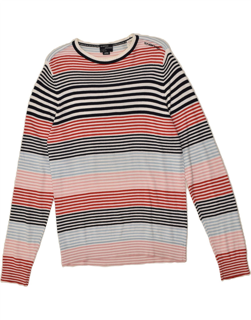 ENERGIE Womens Crew Neck Jumper Sweater UK 14 Large Multicoloured Striped | Vintage Energie | Thrift | Second-Hand Energie | Used Clothing | Messina Hembry 