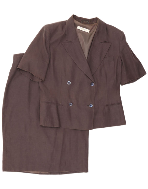 Max Mara Womens Short Sleeve 2 Piece Skirt Set UK 16 Large W32 Brown
