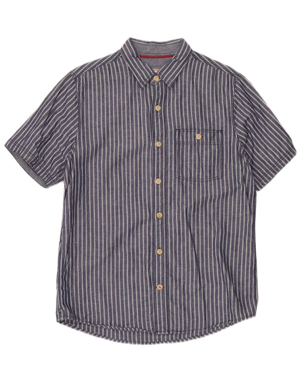 Fat Face Mens Short Sleeve Shirt Small Blue Striped Cotton