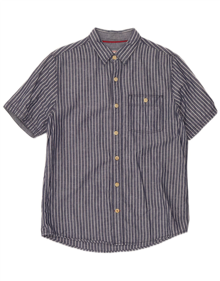 Fat Face Mens Short Sleeve Shirt Small Blue Striped Cotton