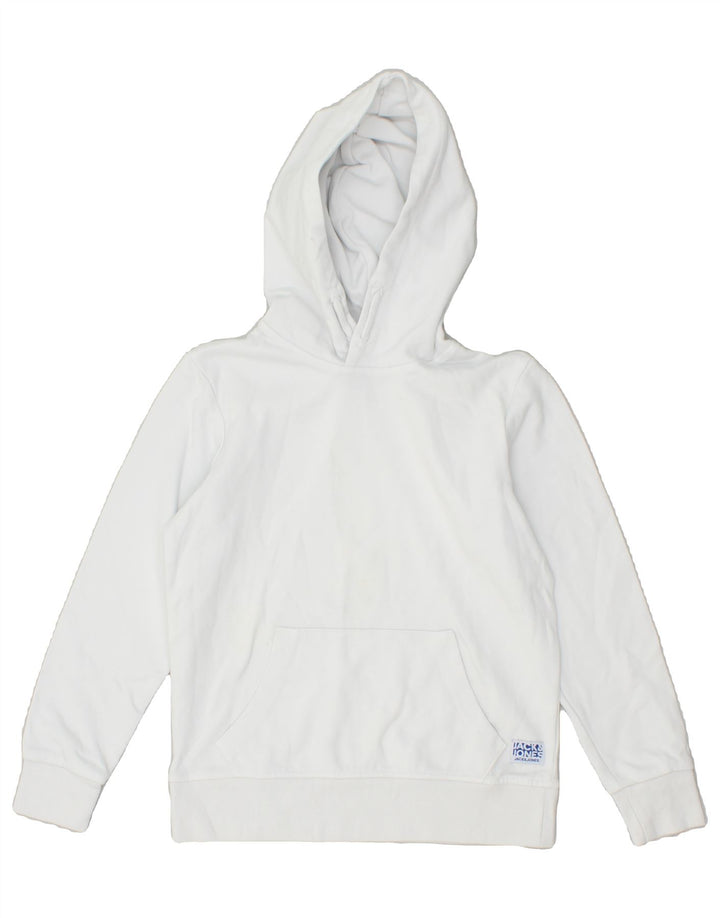 JACK & JONES Boys Hoodie Jumper 9-10 Years White Cotton | Vintage Jack & Jones | Thrift | Second-Hand Jack & Jones | Used Clothing | Messina Hembry 