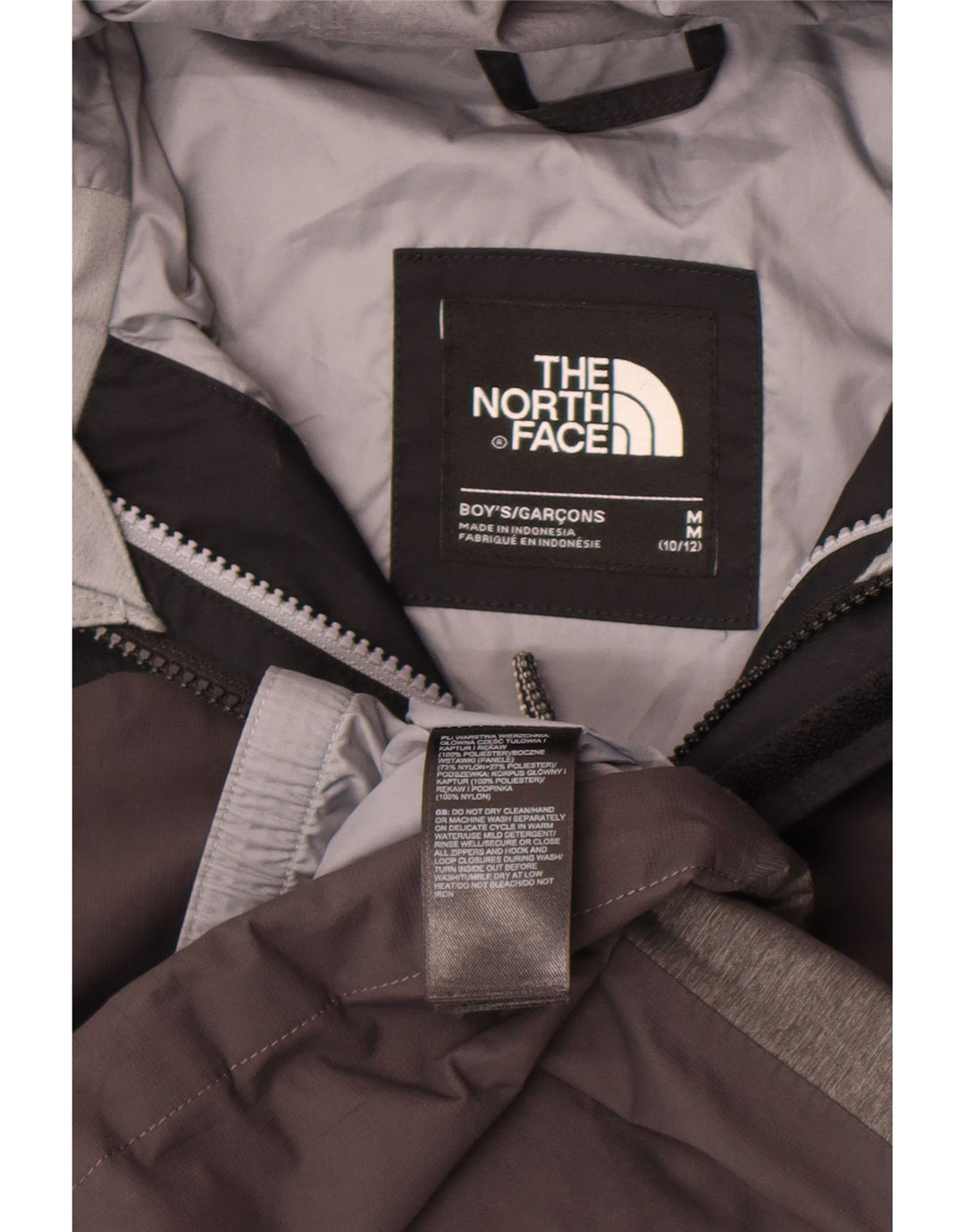 The North Face Boys Hooded Rain Jacket 10-11 Years Medium  Grey Polyester