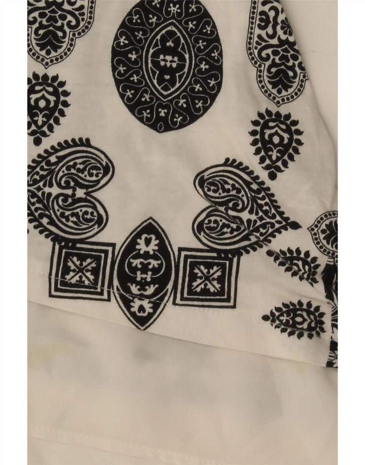 Desigual Womens Asymmetric Blouse Top UK 12 Medium White Paisley Cotton