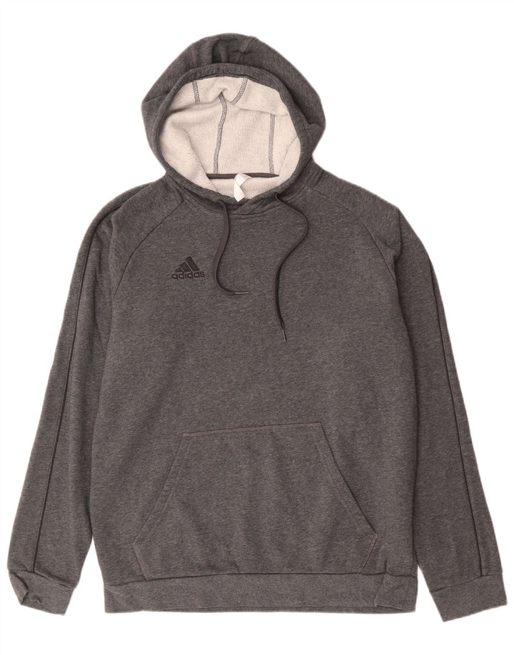 Adidas Mens Hoodie Jumper Large Grey Cotton