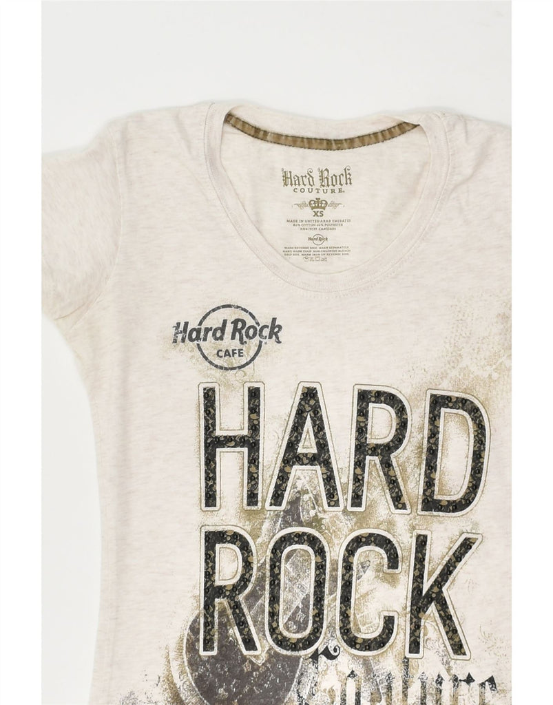 HARD ROCK CAFE Womens Barcelona Graphic T-Shirt Top UK 6 XS Grey Cotton | Vintage Hard Rock Cafe | Thrift | Second-Hand Hard Rock Cafe | Used Clothing | Messina Hembry 