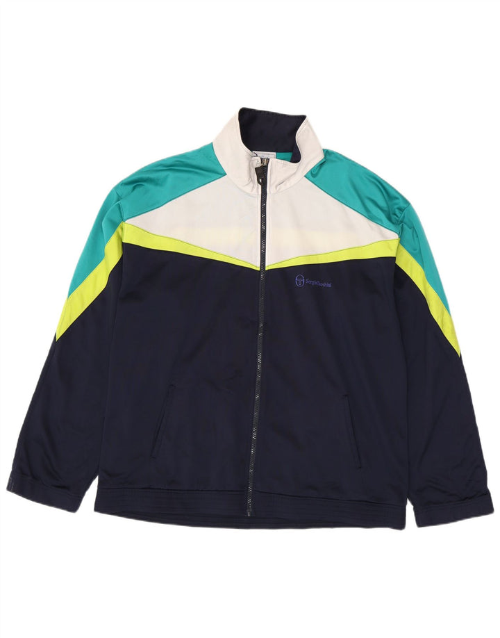 Sergio Tacchini Mens Tracksuit Top Jacket XL Navy Blue Colourblock