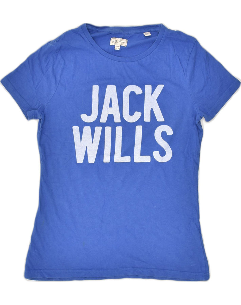 JACK WILLS Womens Graphic T-Shirt Top UK 10 Small Blue Cotton | Vintage Jack Wills | Thrift | Second-Hand Jack Wills | Used Clothing | Messina Hembry 