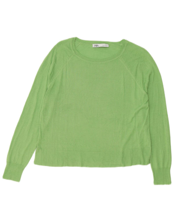 Zara Womens Oversized Boat Neck Jumper Sweater UK 10 Small Green