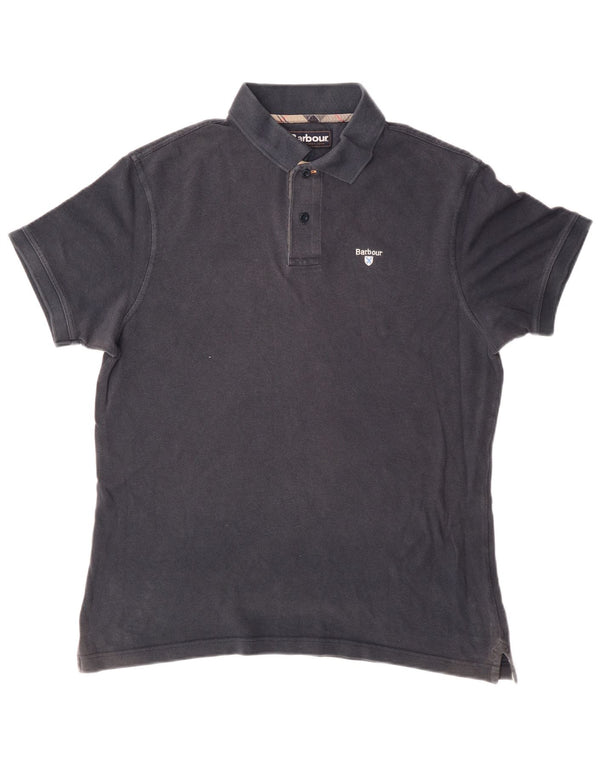 Barbour Mens Polo Shirt Large Navy Blue Cotton