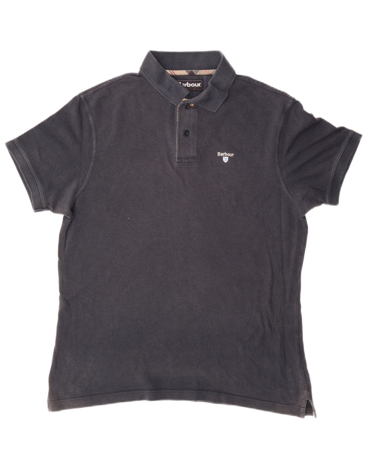 Barbour Mens Polo Shirt Large Navy Blue Cotton