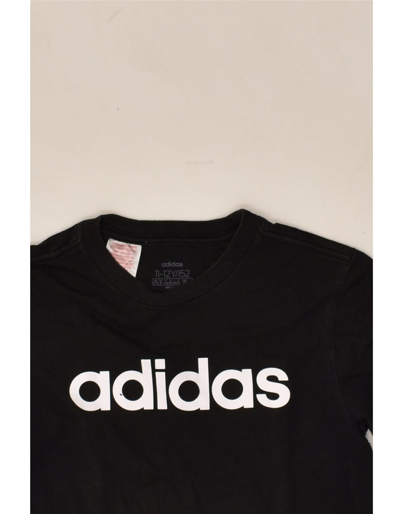 ADIDAS Boys Graphic T-Shirt Top 11-12 Years Black Cotton | Vintage Adidas | Thrift | Second-Hand Adidas | Used Clothing | Messina Hembry 