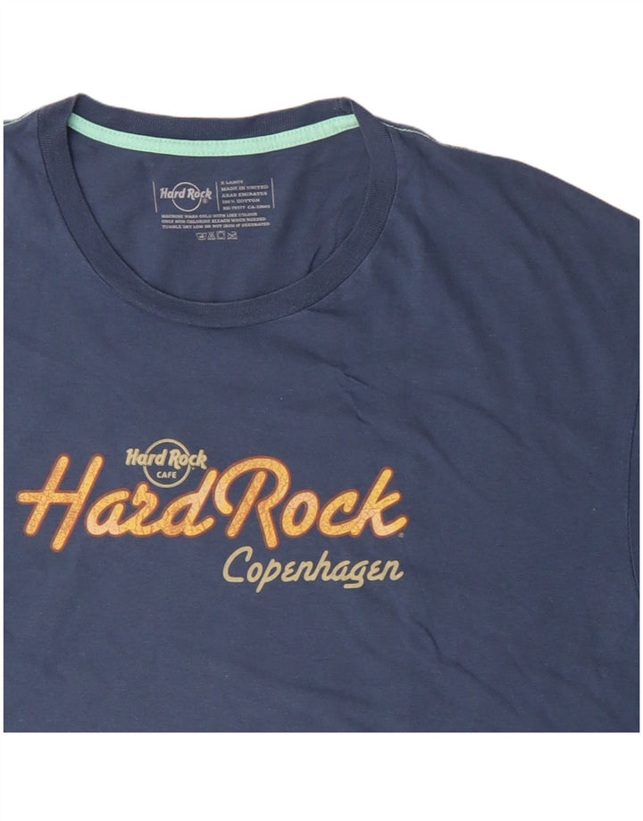 HARD ROCK CAFE Mens Copenhagen Graphic T-Shirt Top XL Blue Cotton